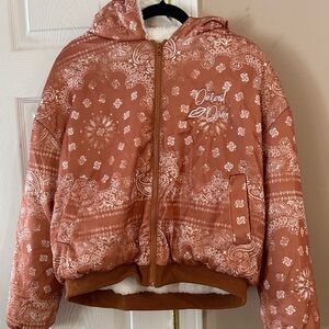 Paisley Hooded heavy sweatshirt/jacket. Adult Small or Girls Large